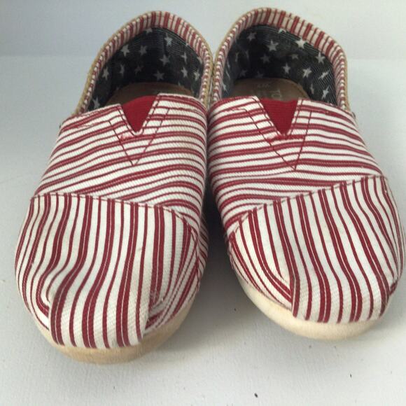 Toms Americana Red Stripe Classics Flats Sz 7W - Picture 3 of 8